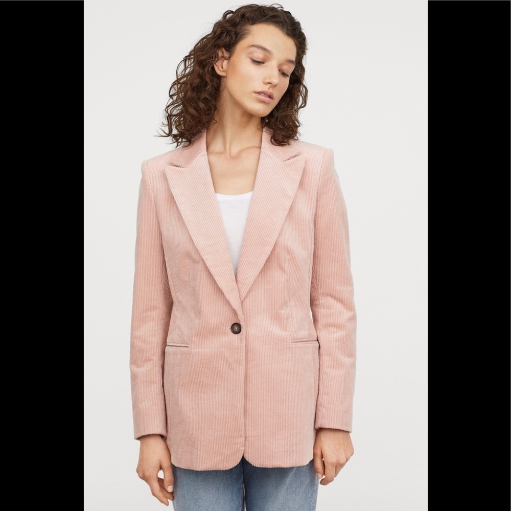 H&M Trend Pink Corduroy Suit Blazer
